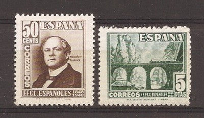 Spania 1948 - Ziua timbrului - 100 de ani de la calea ferată spaniolă, MNH foto