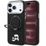 Husa MagSafe pentru Apple iPhone 18 Pro Max / 17 Pro Max, Karl Lagerfeld, Ring Stand 360 Karl &amp; Choupette Pin, Neagra