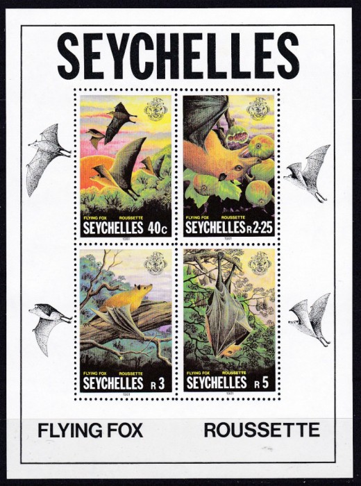 DB1 Fauna Vulpe Zburatoare Seychelles 1981 MS MNH