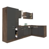 Dulap bucatarie colt Leziter Yorki 310 stejar/antracit cu rafturi, 310 cm latime