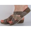 Saboti platforma kaki cu grej piele naturala (cod 349220), 36, Oem