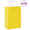 VidaXL Pungi de h&acirc;rtie 250 buc cu m&acirc;nere galbene 21x11x31 cm