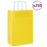 vidaXL Pungi de h&acirc;rtie 250 buc cu m&acirc;nere galbene 21x11x31 cm