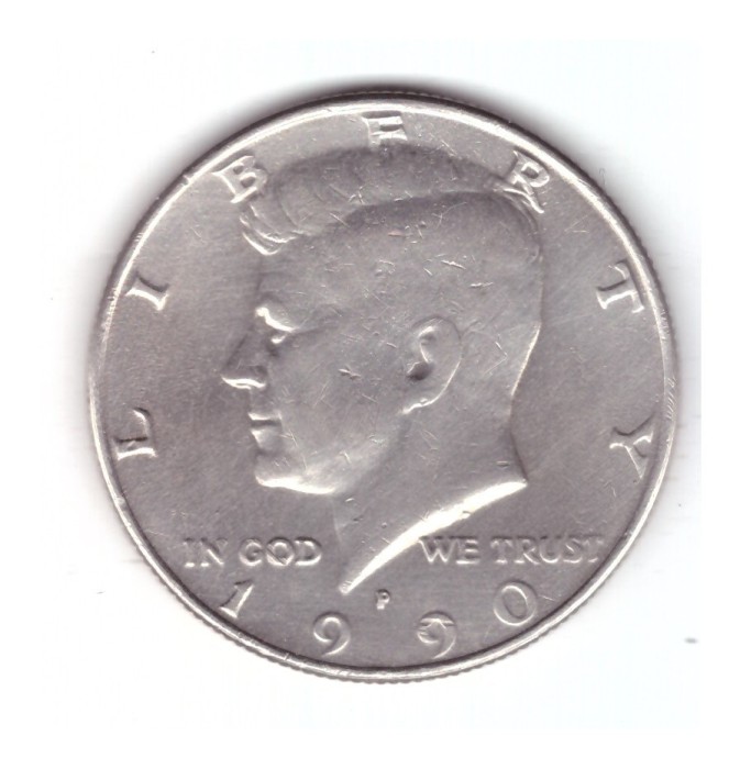 Moneda SUA 1/2 dollar/dolar 1990 P, stare buna, curata