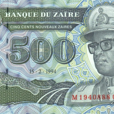 ZAIR █ bancnota █ 500 Nouveaux Zaires █ 1994 █ P-64 █ UNC █ necirculata