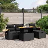 Cumpara ieftin Gossi set mobilier de gradina cu perne, 6 piese, negru, poliratan