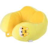 Pern&Auml; travelpaws, suport ergonomic pentru g&Atilde;&cent;t &Egrave;i cap, umplutur&Auml; moale din bumbac, model brodat pisic&Auml;, 28x28x10 cm, galben