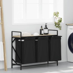 vidaXL Coș de rufe 3 compartimente cu raft stejar sonoma 859061