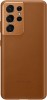 Husa de protectie Samsung pentru Galaxy S21 Ultra, Leather Cover, Maro