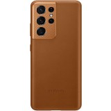 Husa de protectie Samsung pentru Galaxy S21 Ultra, Leather Cover, Maro