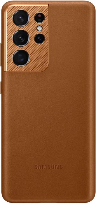 Husa de protectie Samsung pentru Galaxy S21 Ultra, Leather Cover, Maro