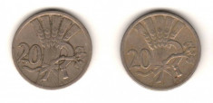 SV * Cehoslovacia LOT 2 x 1 KORUNA / COROANA 1928 - 1929 +/- VF foto