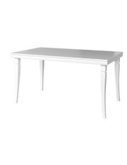Masa living extensibila VM, Pal melaminat, 8 persoane, 160-203x90x82 cm, Alb Antichizat