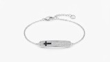 Cumpara ieftin Bratara din Argint 925 Black Cross Pave Bar, 17 cm + 3 cm