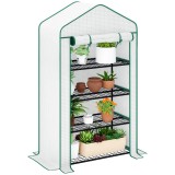 Outsunny Seră de grădină balcon raft seră 4 nivele 90 x 49 x 160 cm oțel galvanizat folie PE de &icirc;naltă densitate alb | Aosom Romania
