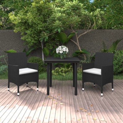 vidaXL Set mobilier de grădină cu perne, 3 piese, poliratan și sticlă foto