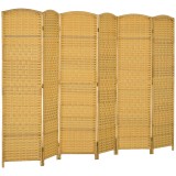 HOMCOM Separator de cameră, paravan pliabil 6 piese, model &icirc;mpletit, lemn de pin, lemn natural | Aosom Romania