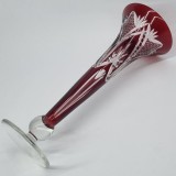Vaza romaneasca cristal rosu rubin, veche, vintage