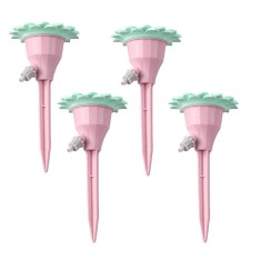 Set picuratoare cu valva pentru irigare, design floare, viteza reglabila, fixare prin infigere, practic, 16.8 x 9 cm, roz