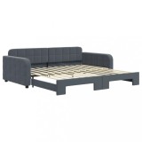 Cumpara ieftin Pat de zi cu extensie, gri inchis, 100x200 cm, catifea