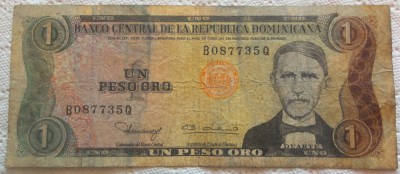 Bancnota 1 PESO ORO - REPUBLICA DOMINICANA, anul 1978 *cod 45 B foto