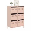 Dulap inalt Gossi roz, 68x39x101.5 cm, otel, 6 sertare, depozitare