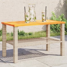 vidaXL Masă de grădină, bej, 70x38x42 cm, poliratan și lemn acacia 366272