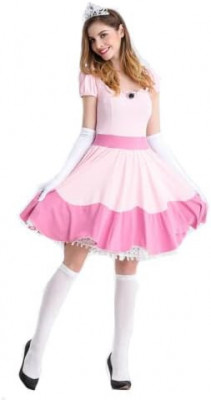 Pentru Cosplay Costum complet Cosplay Princess Peach pentru femei cu rochie cu d foto
