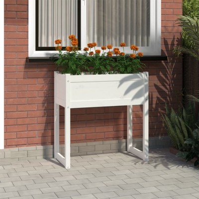 vidaXL Jardinieră, alb, 78x40x81 cm, lemn masiv de pin 822133 foto