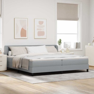 vidaXL Pat boxspring cu saltea Gri deschis 200 x 200 cm țesătură 3339982 foto