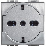 Priza schuko plata Living Light Bticino 2M aluminiu NT4140 16F