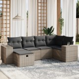 vidaXL Set mobilier grădină cu perne, 6 piese, gri, poliratan