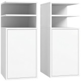 HOMCOM Set de 2 Noptiere pentru Dormitor cu Ușă Compartimente Deschise pentru Spații Reduse 25x30x60 cm Alb | Aosom Romania