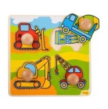 Puzzle din lemn BigJigs Toys - Constructii, 4 piese