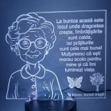 Lampa 3D pentru Bunica , 16 Culori, Telecomanda E i USB, Cadou cu Mesaj