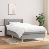 Cumpara ieftin Pat continental cu saltea, gri deschis, 80x200 cm, textil