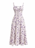 Rochie lunga de vara pentru femei FYMNSI, fara maneci, model floral, alb, XL - OUTLET