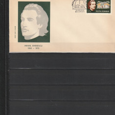 RO - FDC - 125 ANI DE LA NASTEREA LUI M. EMINESCU ( LP 880) 1975 ( 1 DIN 1 )