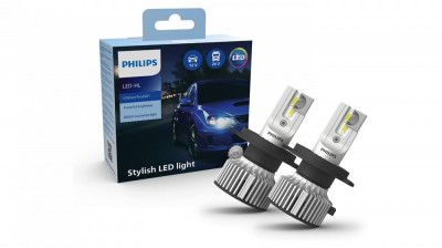 Bec Philips Ultinon Pro3021 LED pentru faruri auto (H4), lumina alba rece de 6.000K, set de 2 - RESIGILAT foto