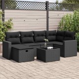 Cumpara ieftin Set canapele de grădină cu perne, 7 piese, negru, poliratan