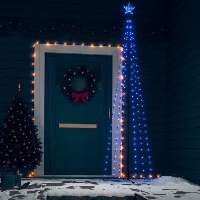 Decorațiune brad Crăciun conic 136 LED-uri albastru 70x240 cm foto