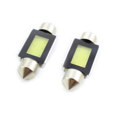 Set 2 becuri LED pentru plafoniera/numar inmatriculare Carguard, 3 W, 12 V, 150 lm, tip COB, 36 mm, Alb xenon