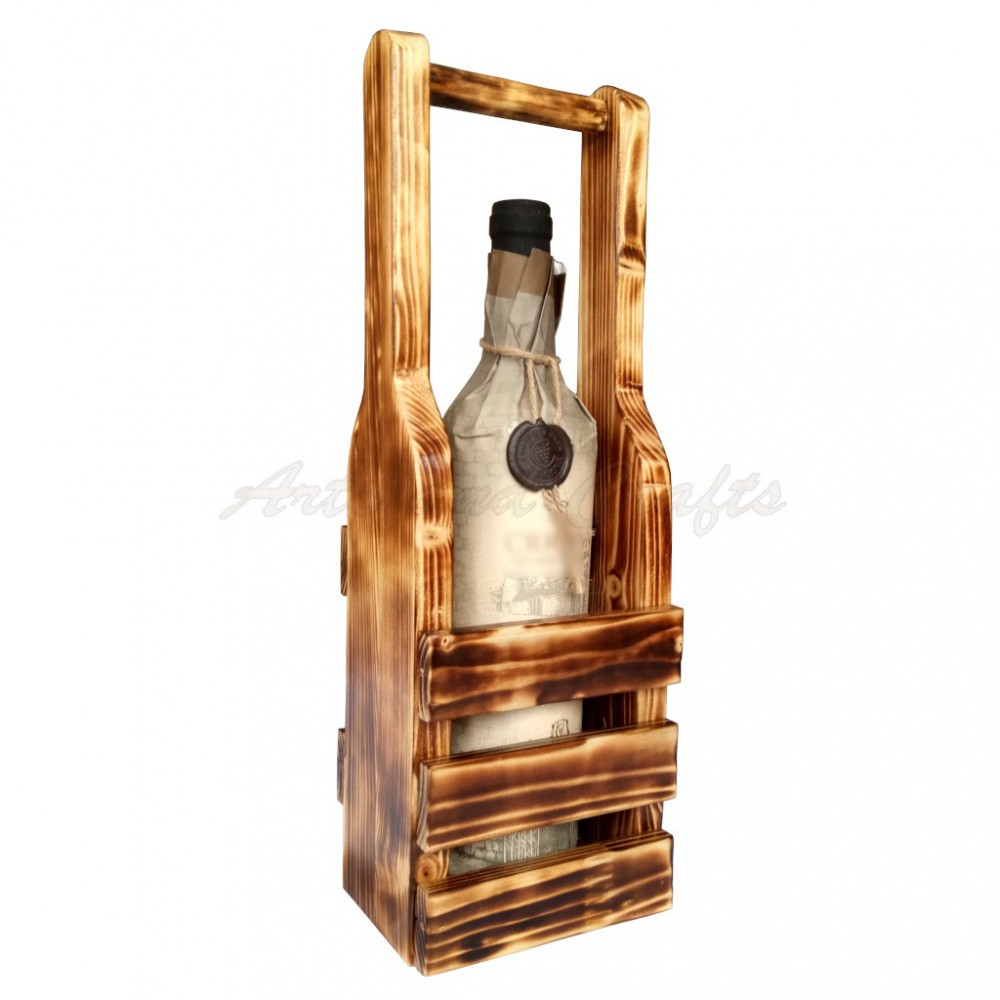 Suport din lemn, handmade, pentru o sticla de vin - cod aac0260 | Okazii.ro