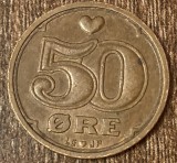 C50 - Moneda foarte veche - Danemarca - 50 ore - 1992