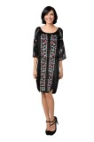 Rochie dama S25 negru/mov , marimea 3XL, Bumbac