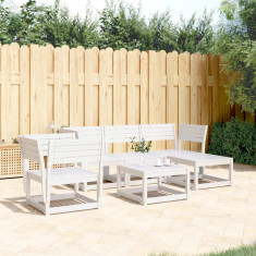 Set mobilier relaxare de gradina 5 piese alb lemn masiv de pin GartenMobel Dekor