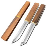 Cumpara ieftin Set doua cutite japoneze fixed blade, maner lemn, 24 cm, camping, vanatoare