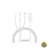 Cablu Incarcare USB-A - Lightning / microUSB / USB-C Baseus Superior 3in1 Series 20W 0.5m Alb
