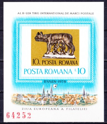 TSV$ - 1978 LP 968 TARGUL FILATELIC ESSEN, COLITA NEDANTELATA MNH/** LUX foto