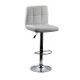 Scaun de bar cu spatar ABS 191, cadru cromat, piele ecologica, inaltime reglabila, suport picioare, 100 kg